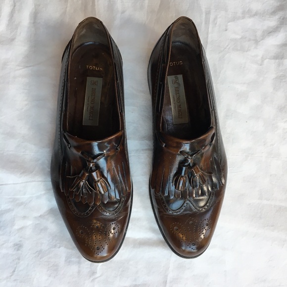 Bruno Magli Brown Leather Totus Tassel Loafers, 9.5W - Picture 2 of 9